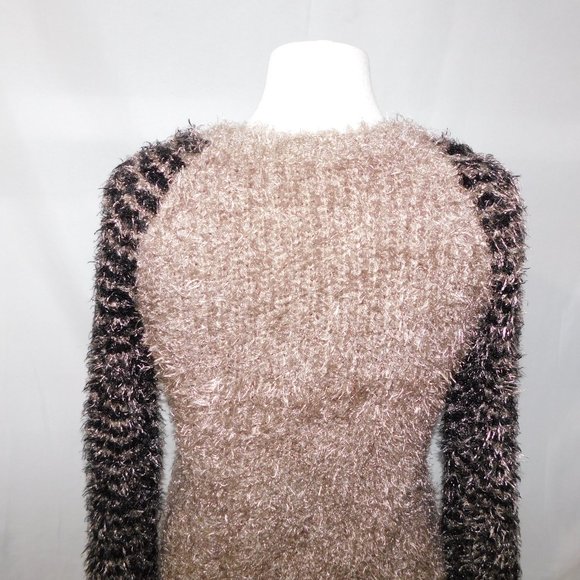 Romeo & Juliet Couture Womens S Fuzzy Eyelash Sweater Black Bronze NEW w Tag - Picture 10 of 11